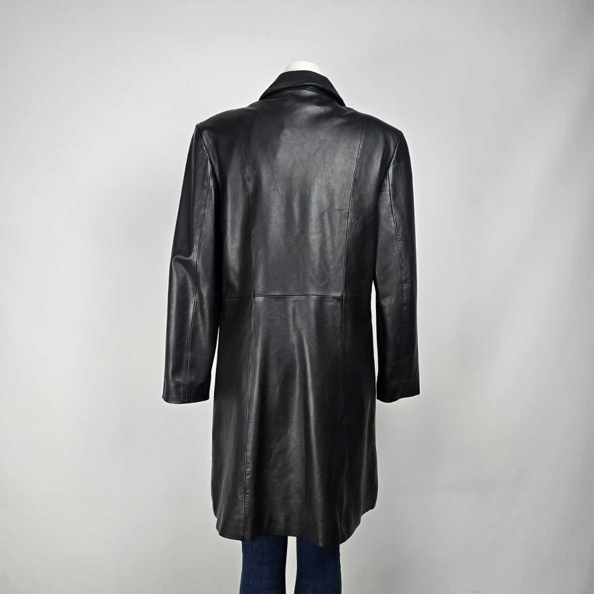 Gianna Lorenzi Black Leather Pea Coat Size XL