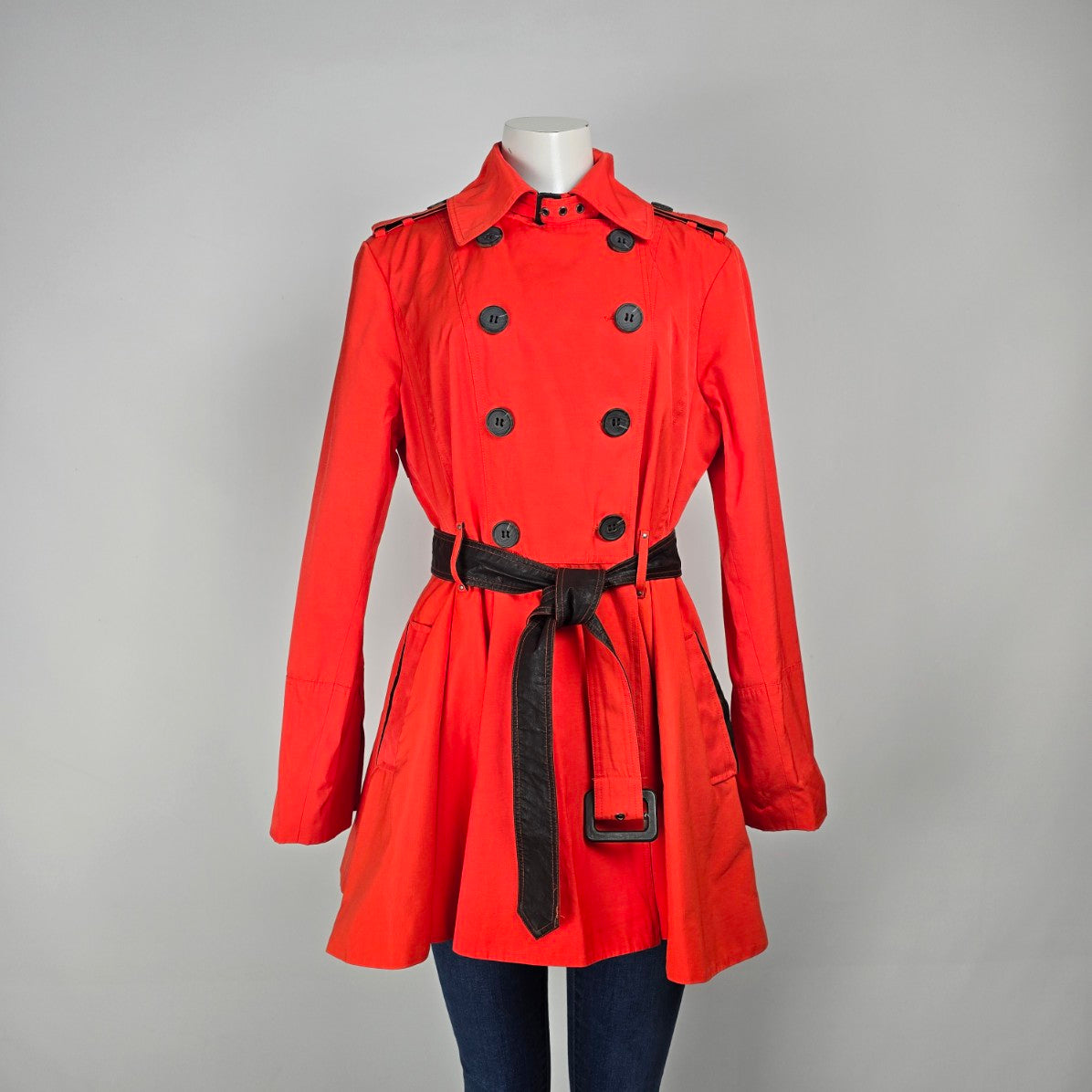 BCBG Orange Fit & Flare Double Breasted Trench Coat Size 1X