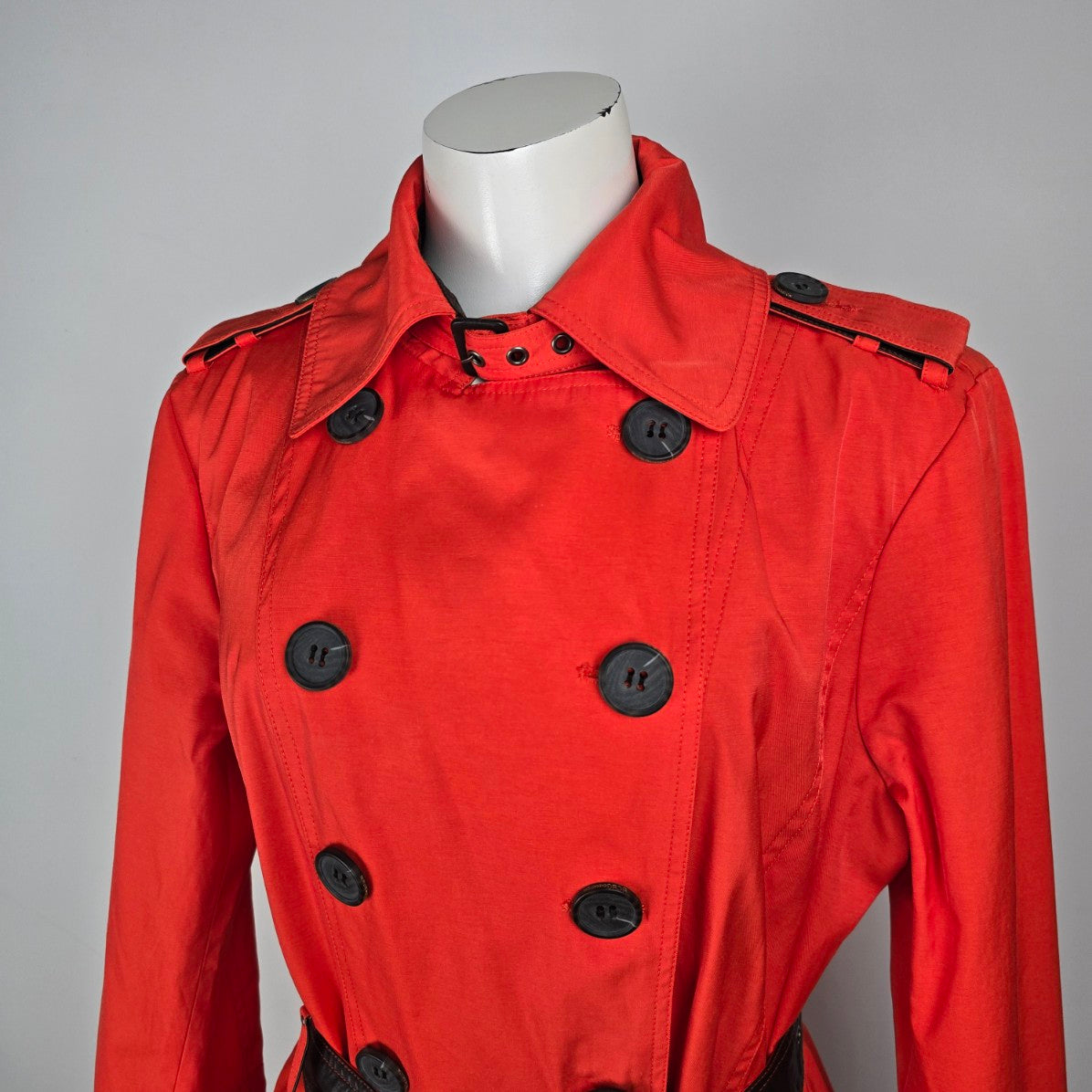 BCBG Orange Fit & Flare Double Breasted Trench Coat Size 1X
