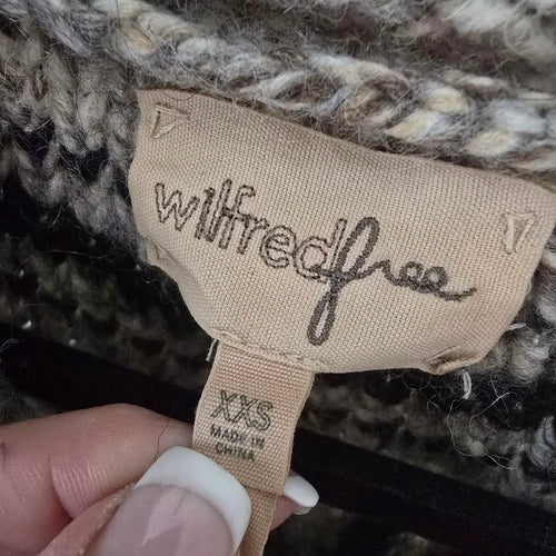 Wilfred Free Cowichan Wool Alpaca Chunky Knit Zip Cardigan Sweater Size XXS