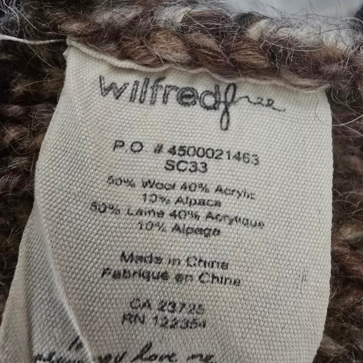 Wilfred Free Cowichan Wool Alpaca Chunky Knit Zip Cardigan Sweater Size XXS