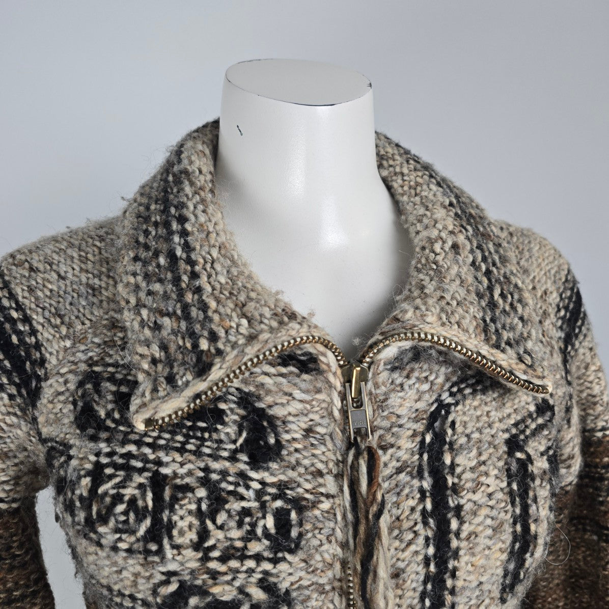 Wilfred Free Cowichan Wool Alpaca Chunky Knit Zip Cardigan Sweater Size XXS