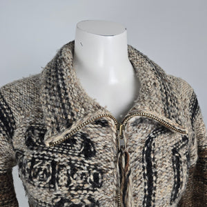 Wilfred Free Cowichan Wool Alpaca Chunky Knit Zip Cardigan Sweater Size XXS