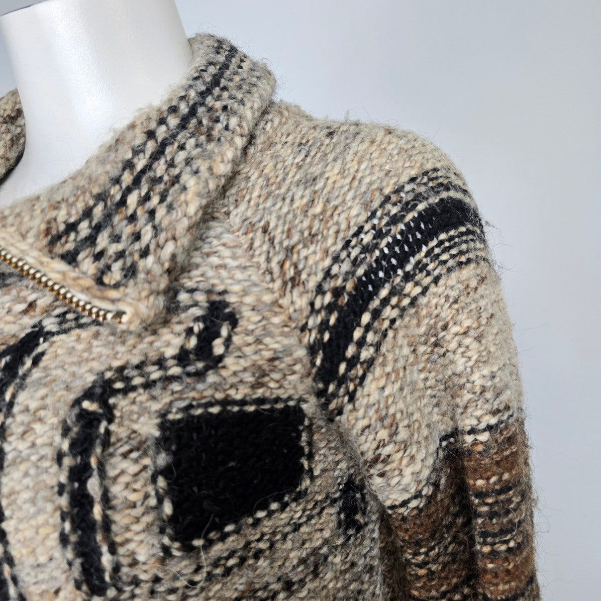 Wilfred Free Cowichan Wool Alpaca Chunky Knit Zip Cardigan Sweater Size XXS