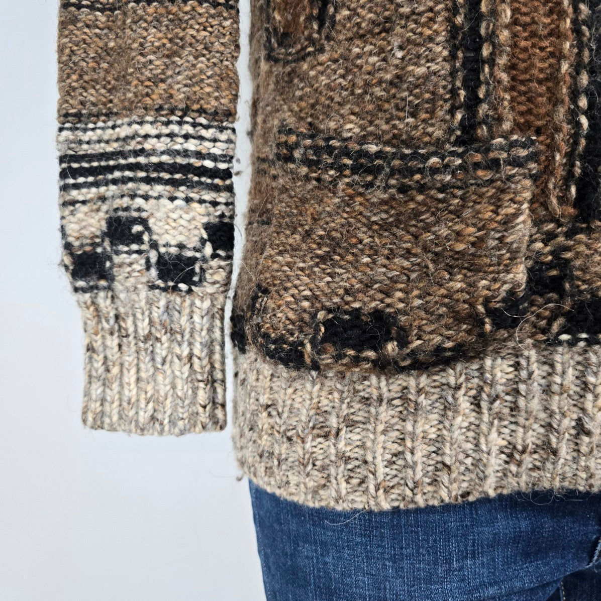 Wilfred Free Cowichan Wool Alpaca Chunky Knit Zip Cardigan Sweater Size XXS