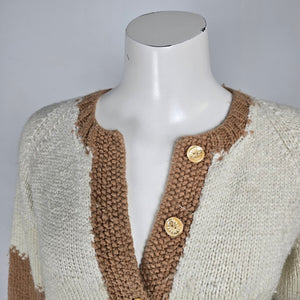 Handmade Brown Knit Button Up Cardigan Size S/M