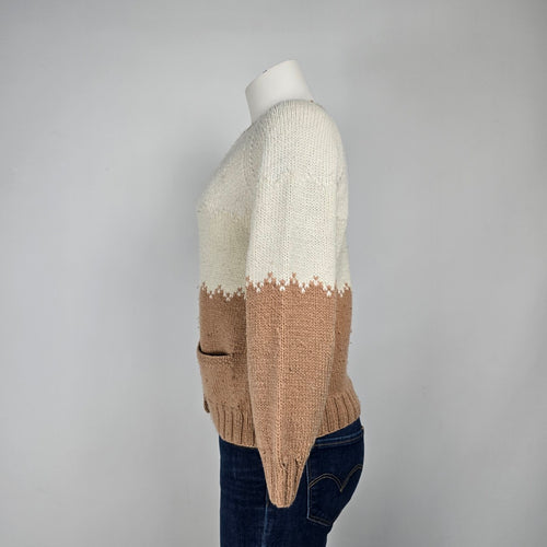 Handmade Brown Knit Button Up Cardigan Size S/M