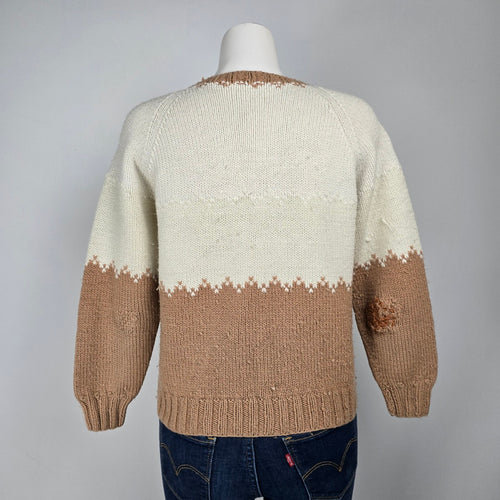 Handmade Brown Knit Button Up Cardigan Size S/M