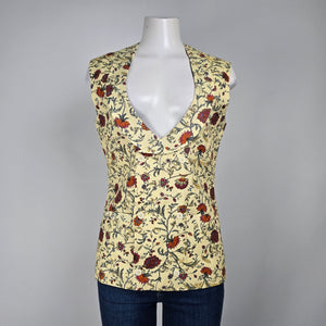Yellow Floral Button Up Vest Size S/M