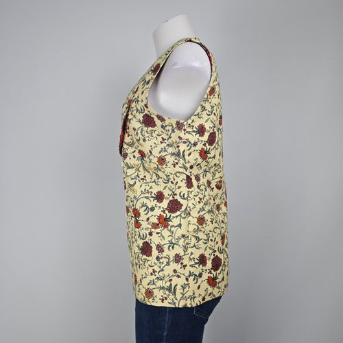 Yellow Floral Button Up Vest Size S/M