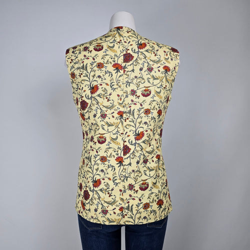 Yellow Floral Button Up Vest Size S/M