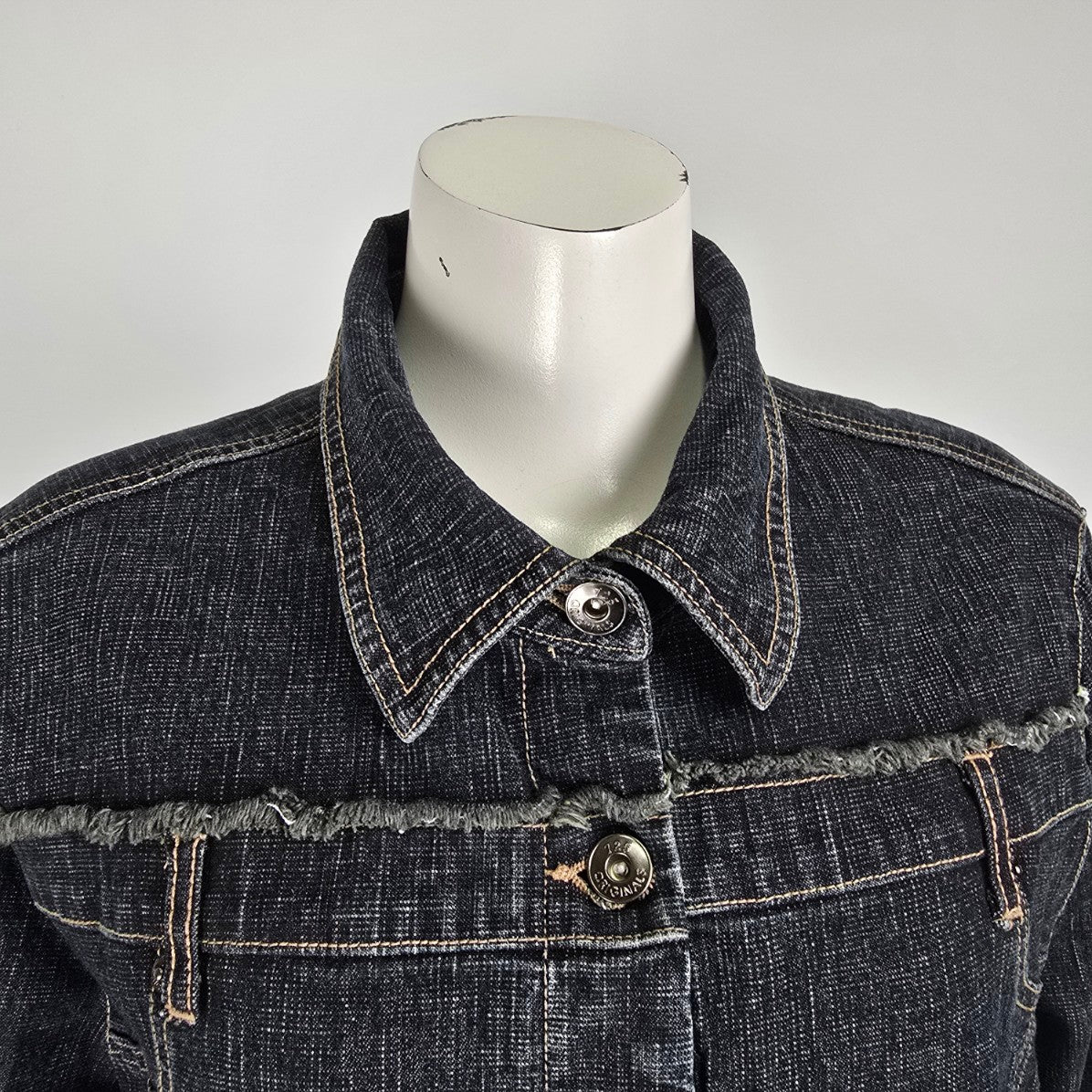Vintage 725 Dark Denim Button Up Long Jacket Size 2XL