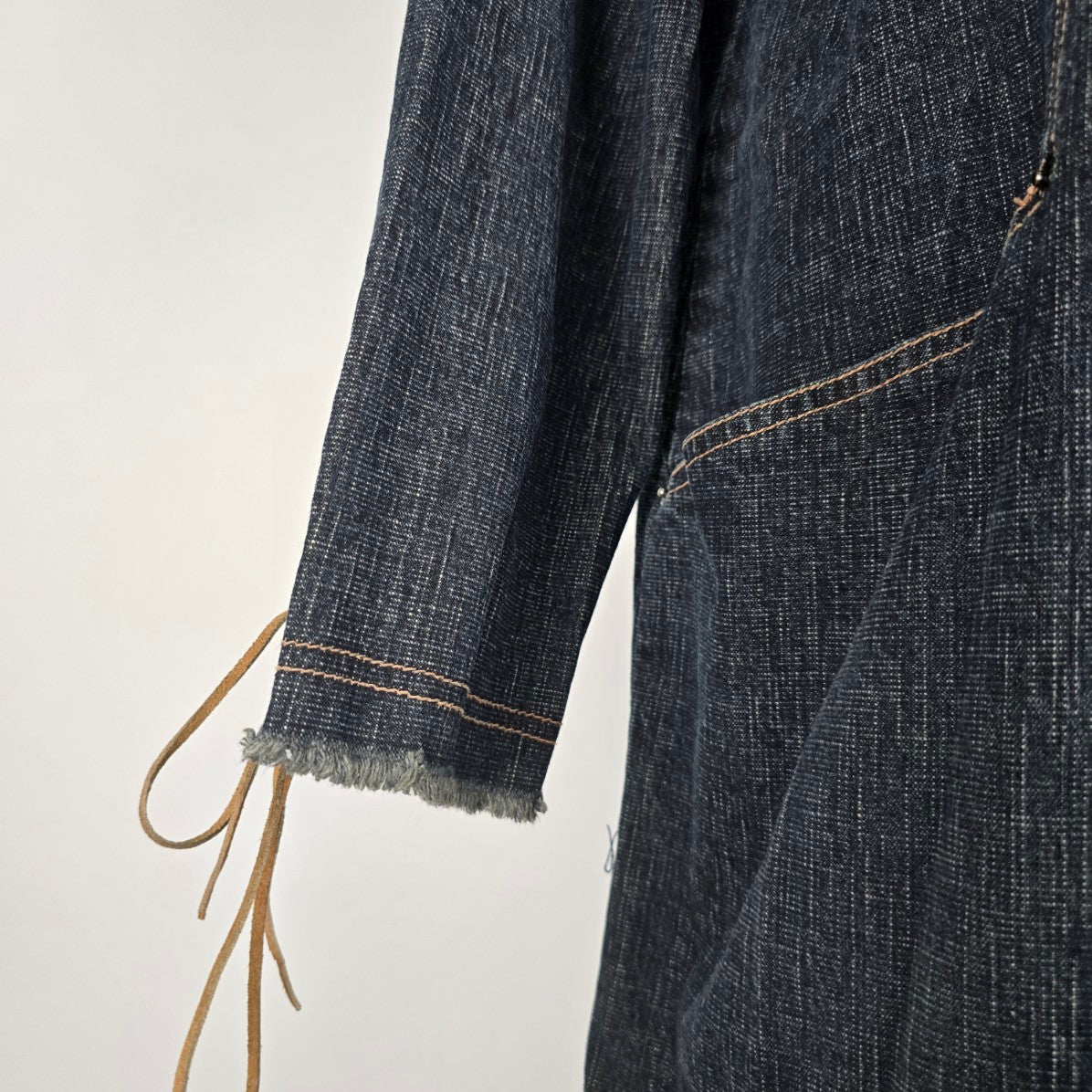 Vintage 725 Dark Denim Button Up Long Jacket Size 2XL