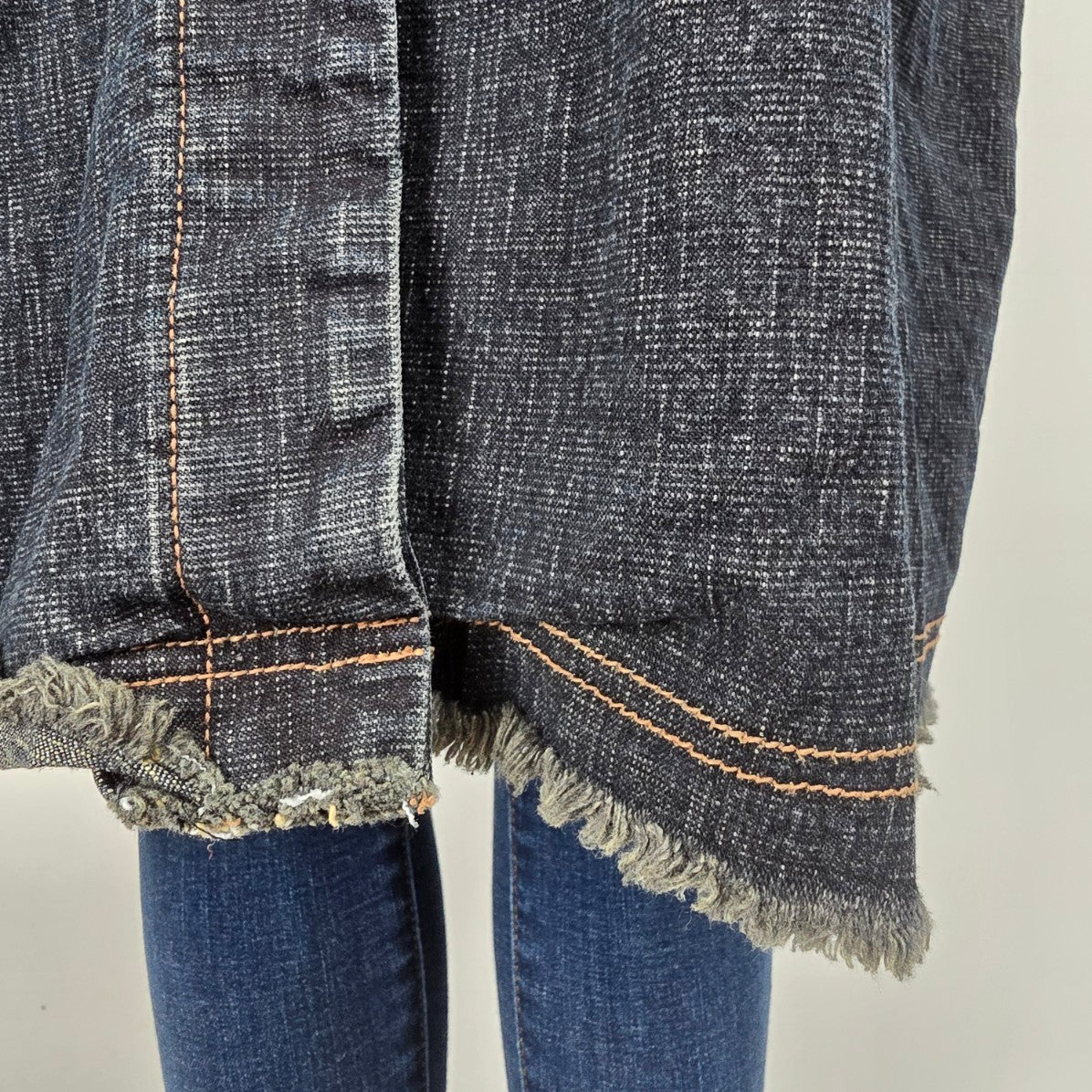 Vintage 725 Dark Denim Button Up Long Jacket Size 2XL