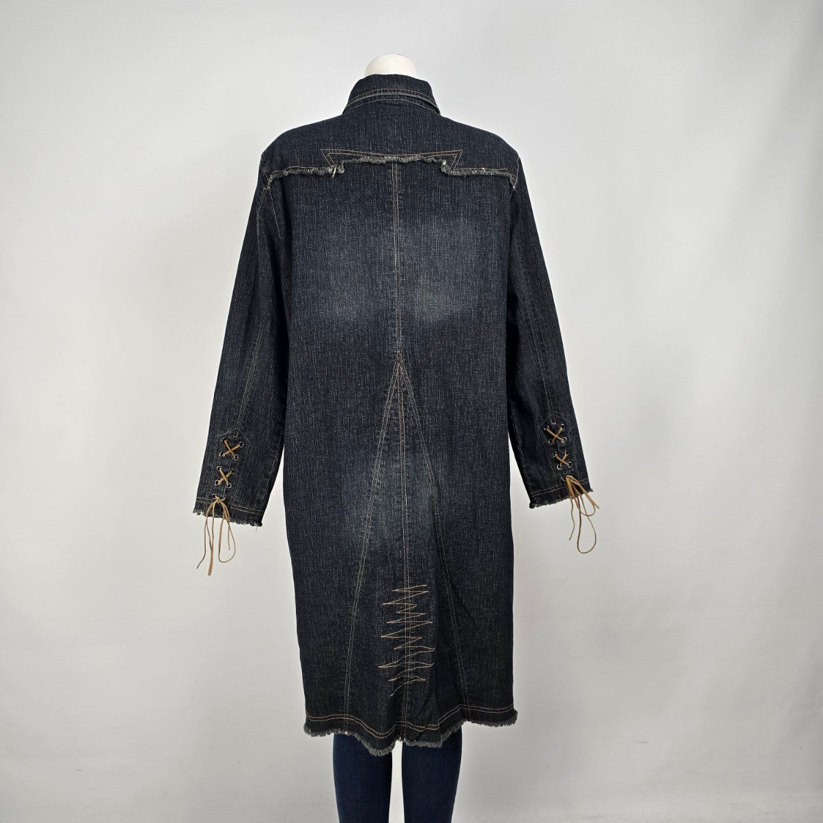 Vintage 725 Dark Denim Button Up Long Jacket Size 2XL
