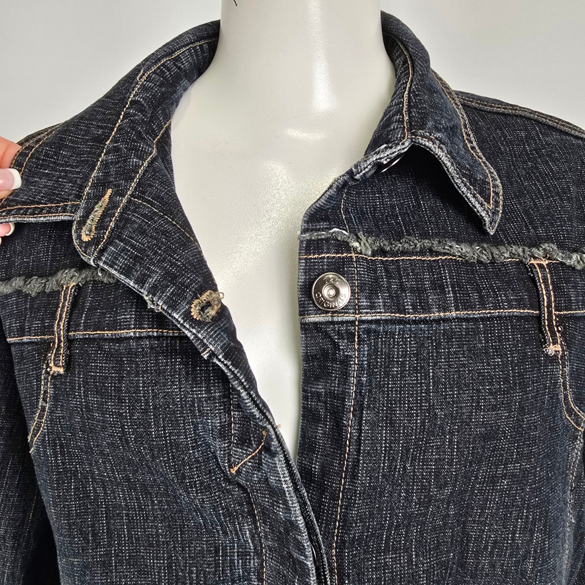 Vintage 725 Dark Denim Button Up Long Jacket Size 2XL