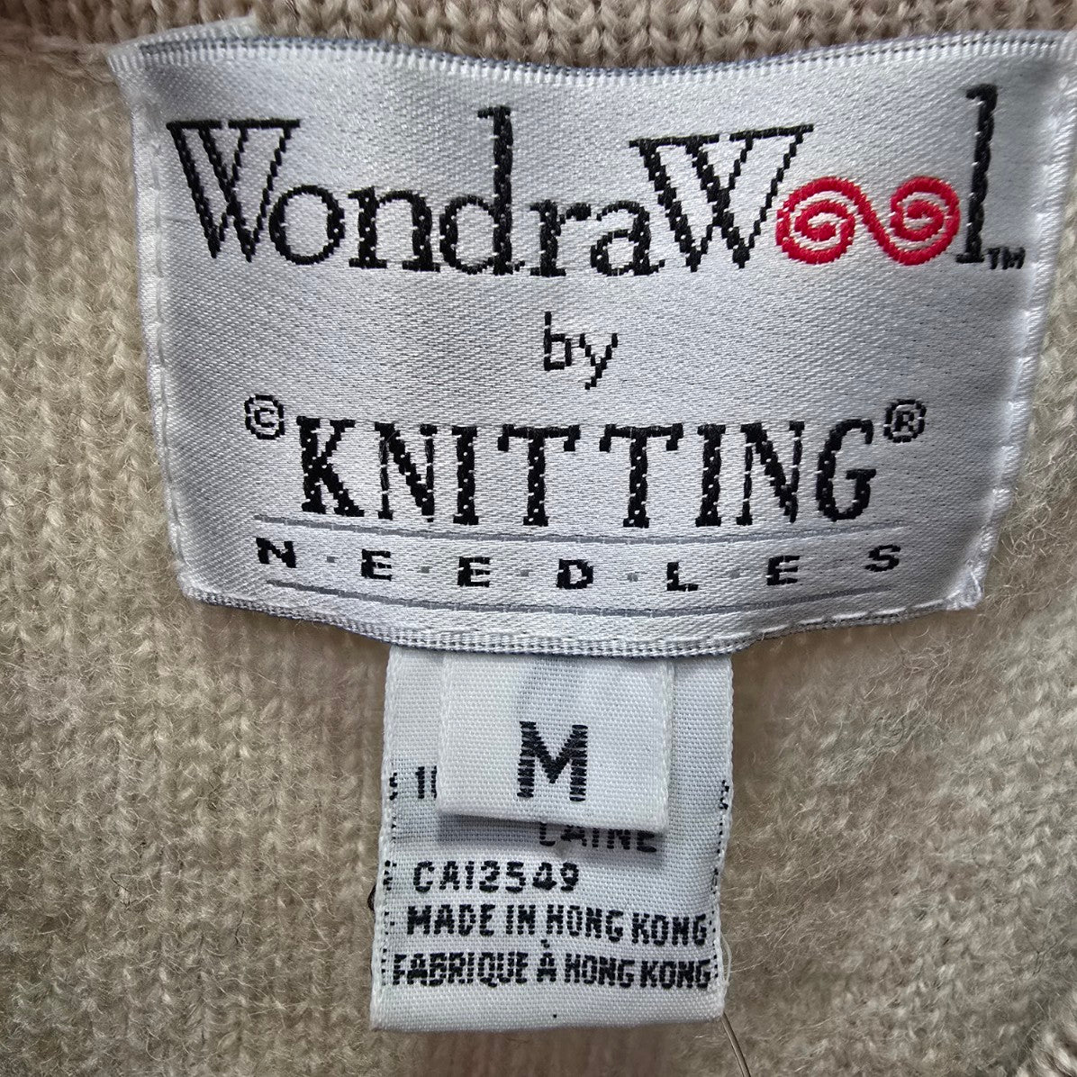 Vintage Wondra Wool Knit Cream & Black Button Up Sweater Vest Size M
