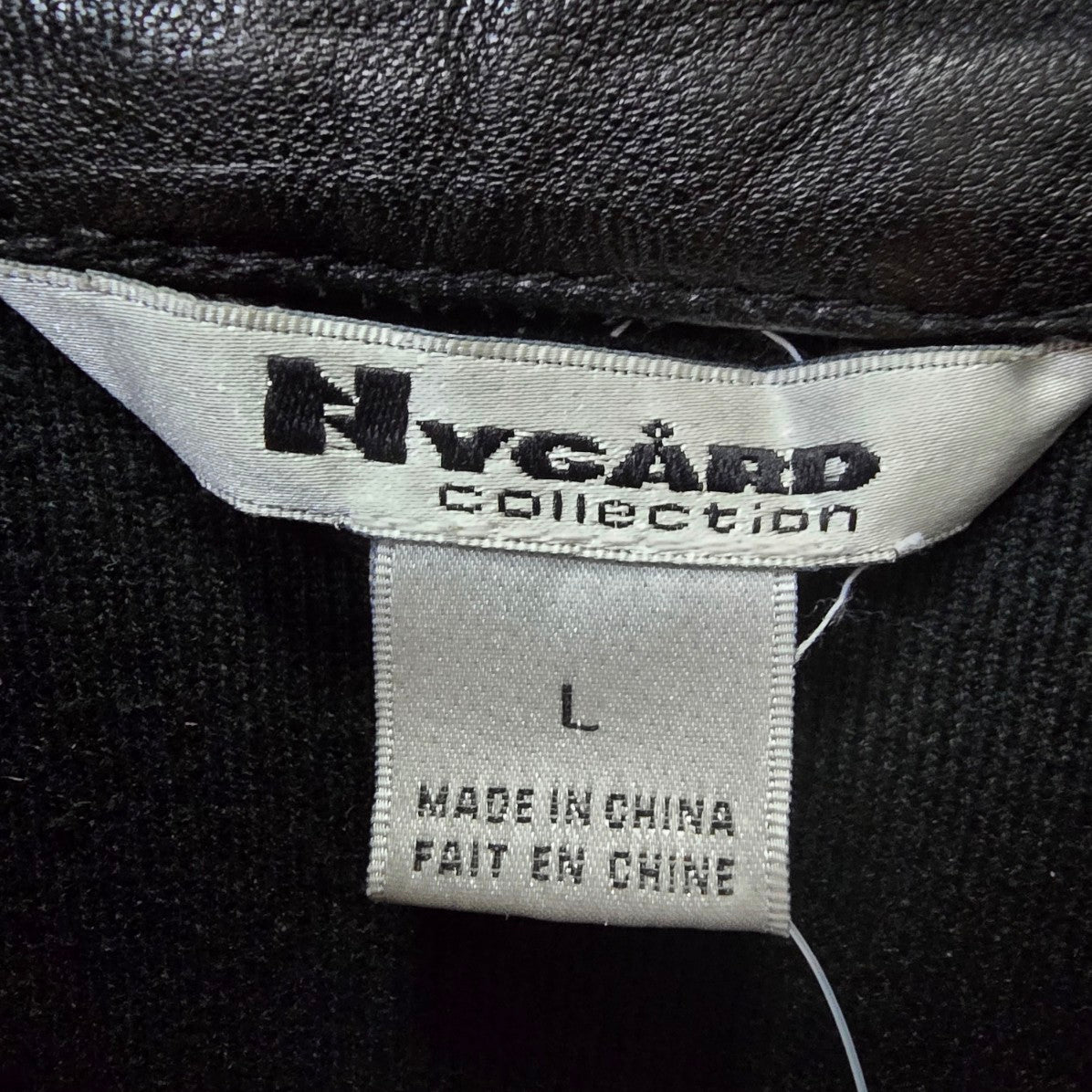 Nygard Black Leather & Silk Knit Zip Up Vest Size L