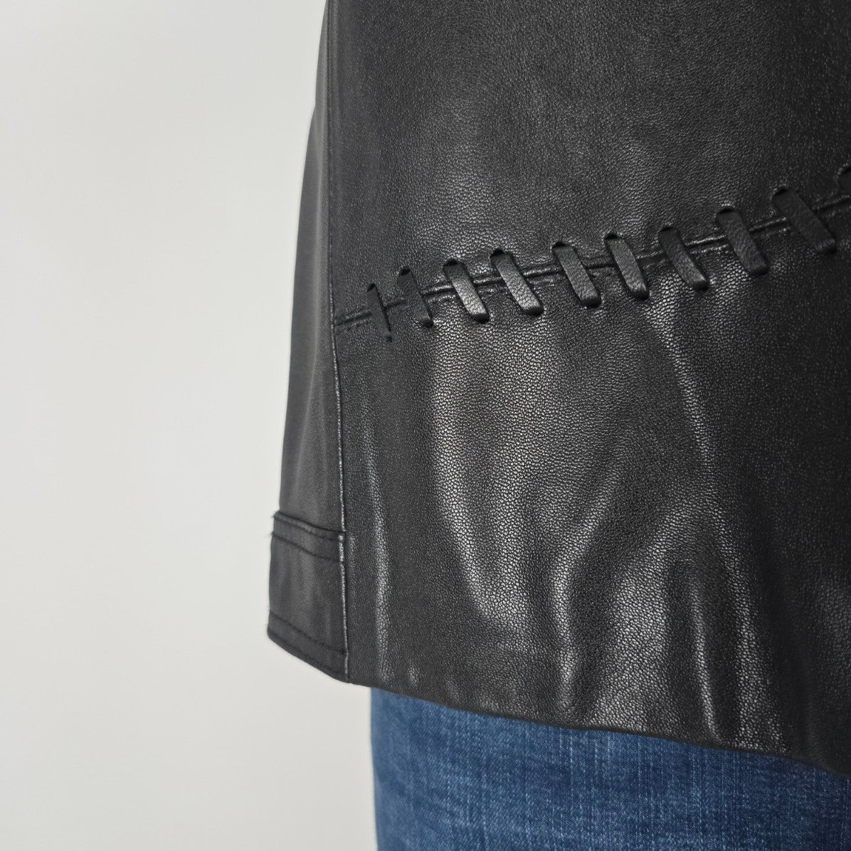 Nygard Black Leather & Silk Knit Zip Up Vest Size L