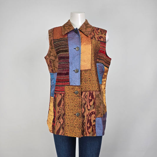Coldwater Creek Patchwork Button Up Vest Size L