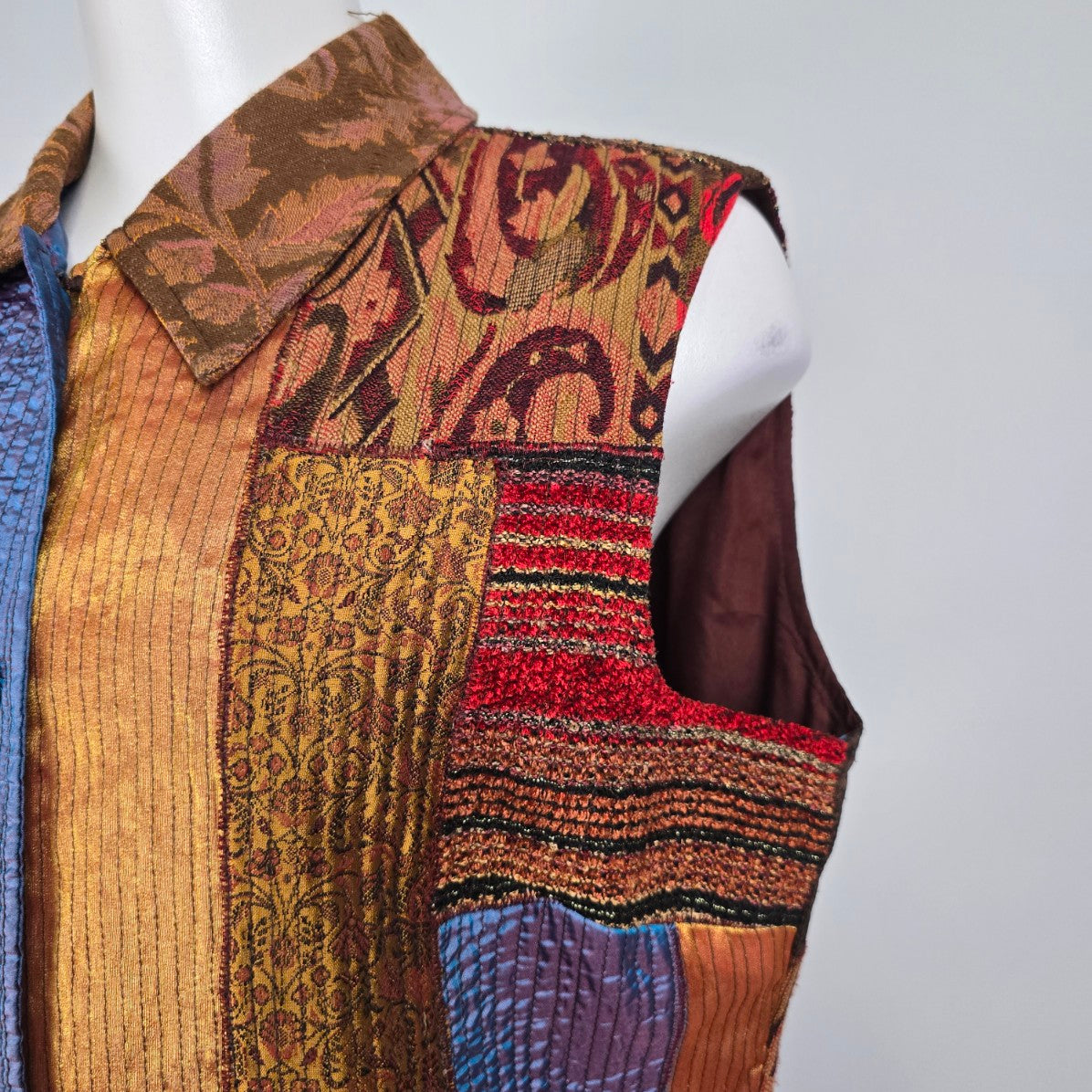 Coldwater Creek Patchwork Button Up Vest Size L