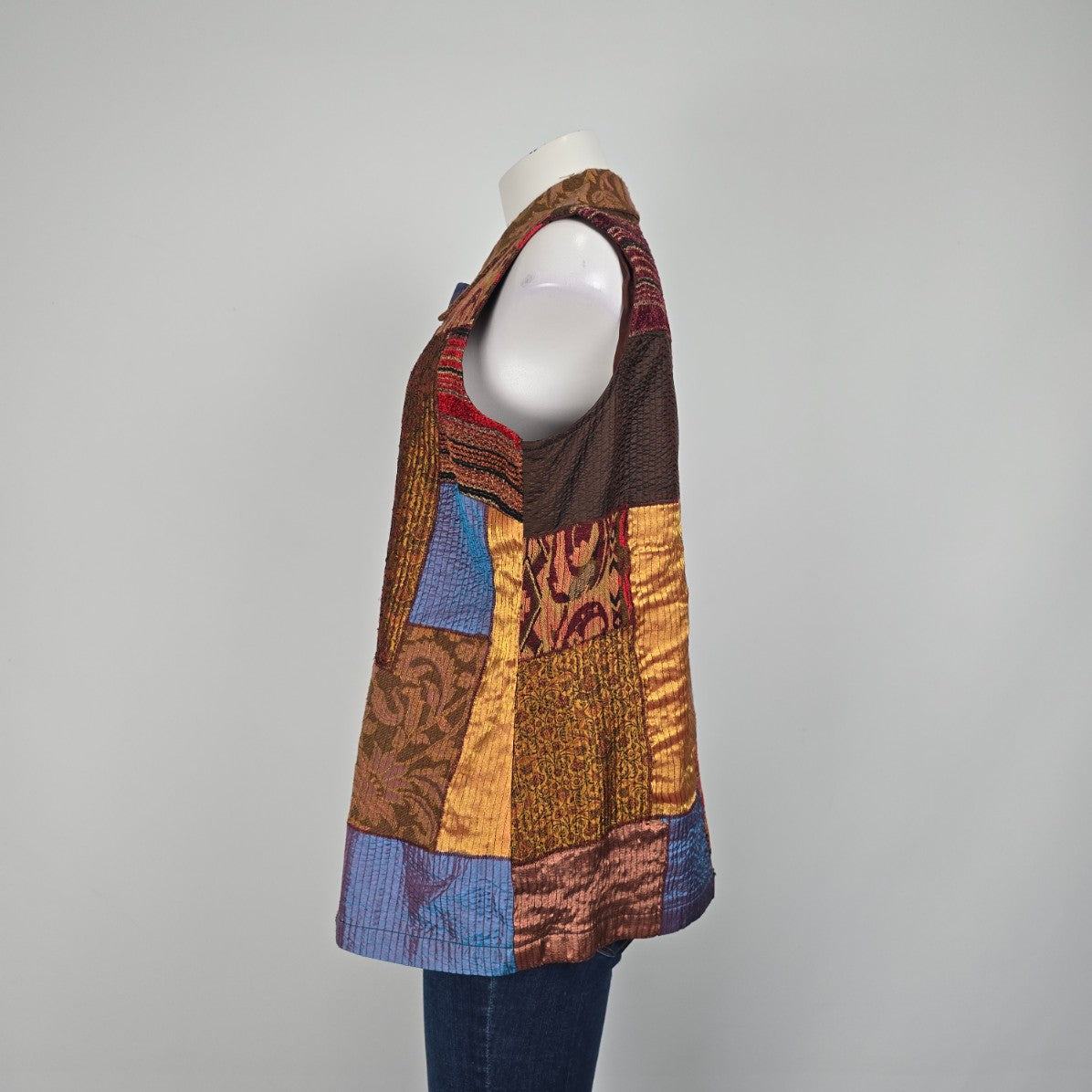 Coldwater Creek Patchwork Button Up Vest Size L