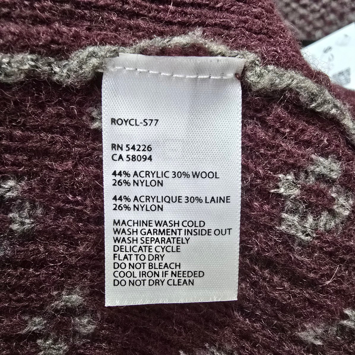 Royal Robbin Purple Wrap Knit Cardigan Size L