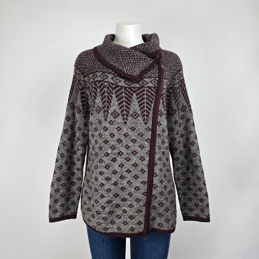 Royal Robbin Purple Wrap Knit Cardigan Size L