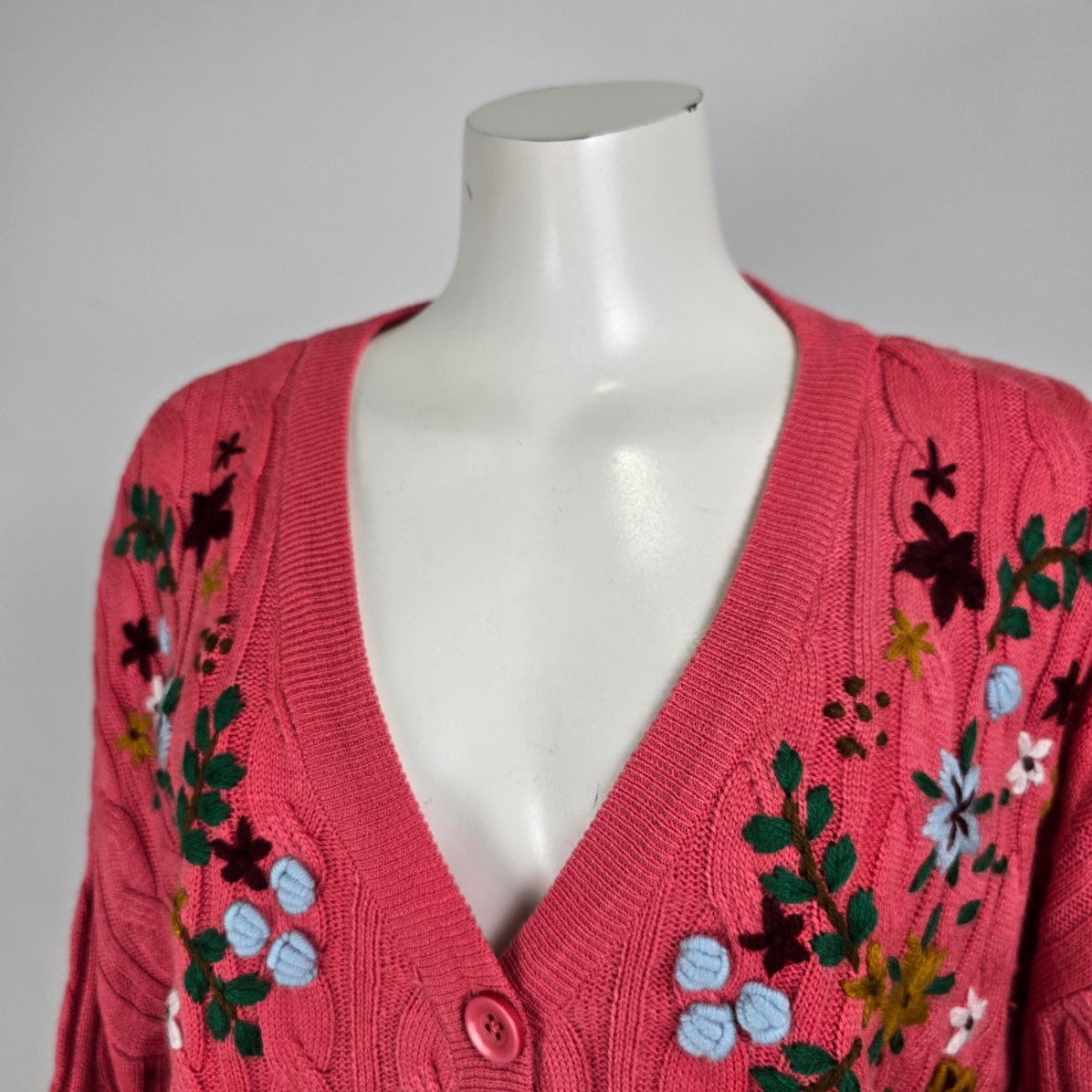 Myra Bag Pink Floral Knit Cardigan Size XL