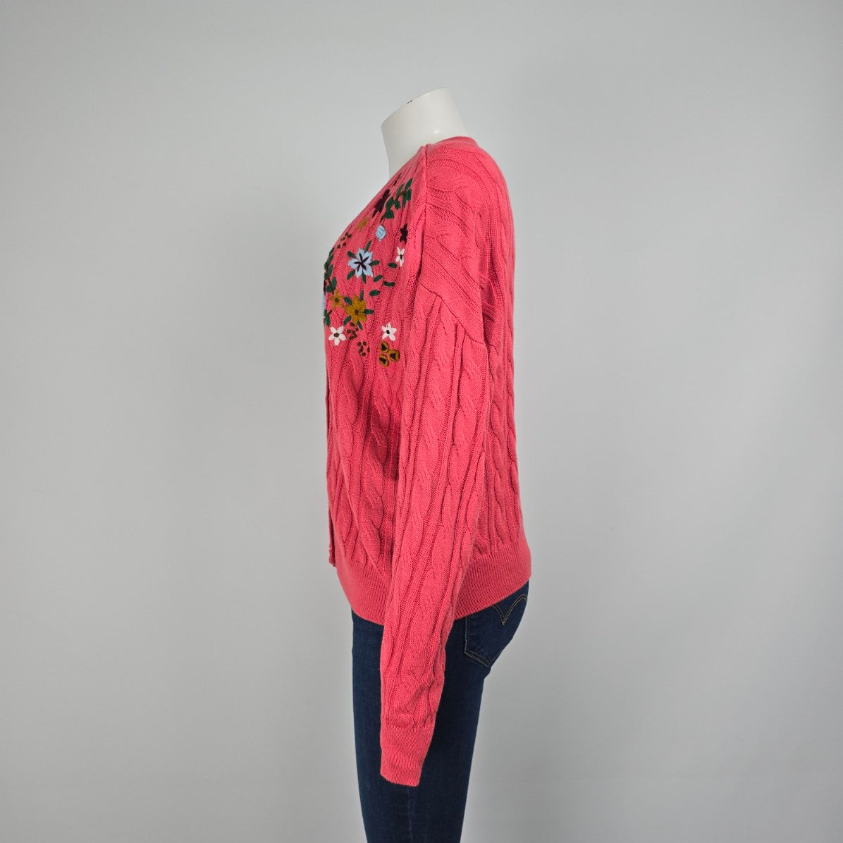 Myra Bag Pink Floral Knit Cardigan Size XL