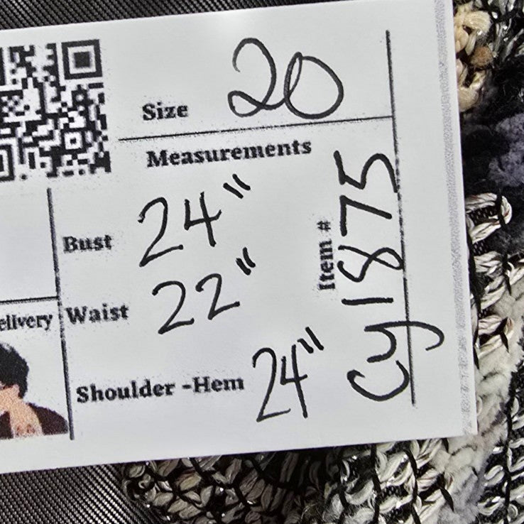 GD25 Grey Metallic Tweed Button Up Jacket Size 20