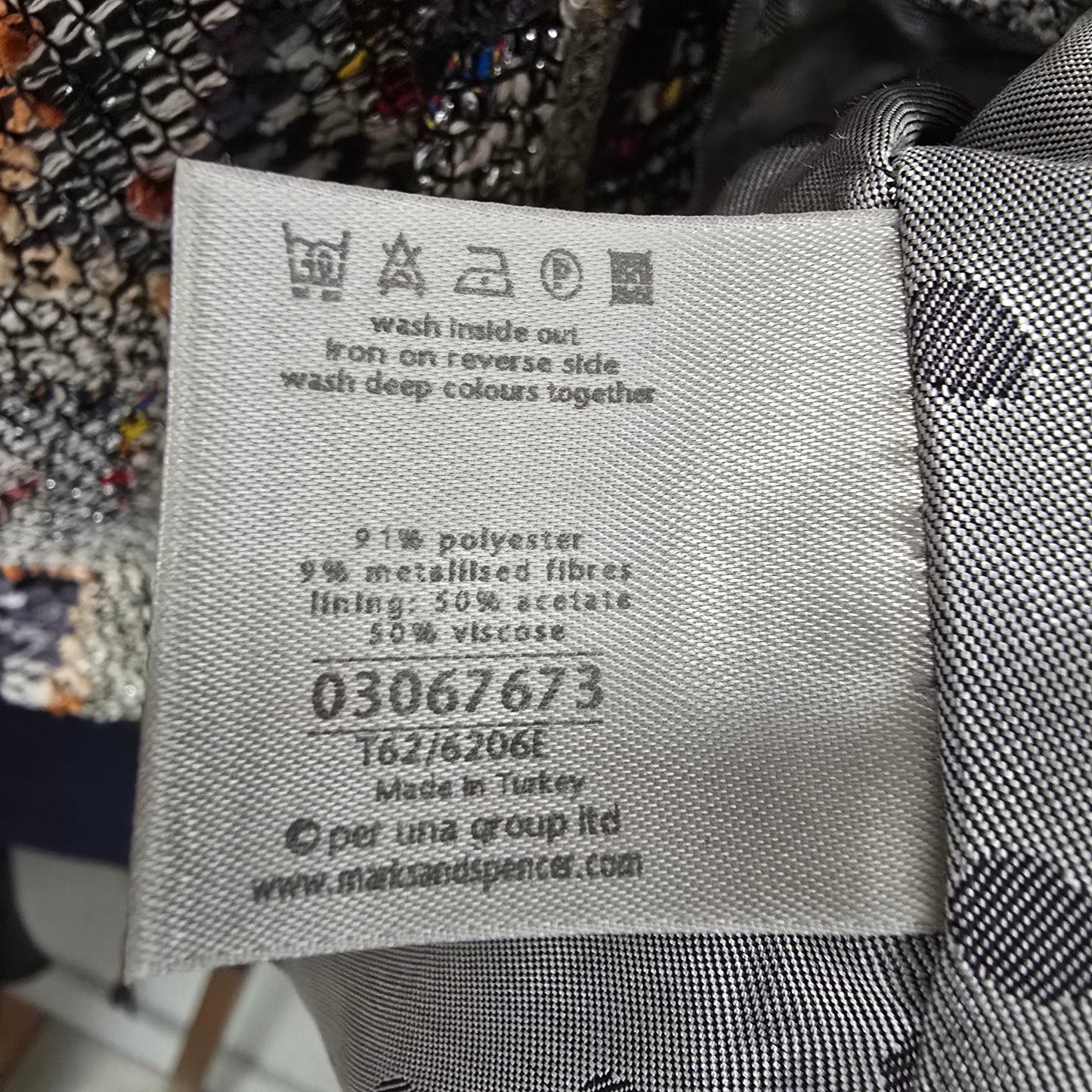 GD25 Grey Metallic Tweed Button Up Jacket Size 20