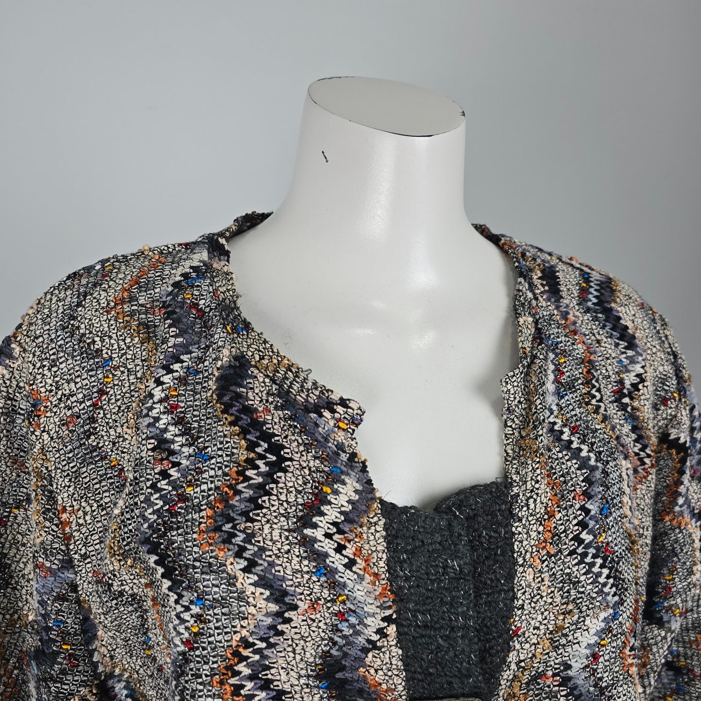 GD25 Grey Metallic Tweed Button Up Jacket Size 20