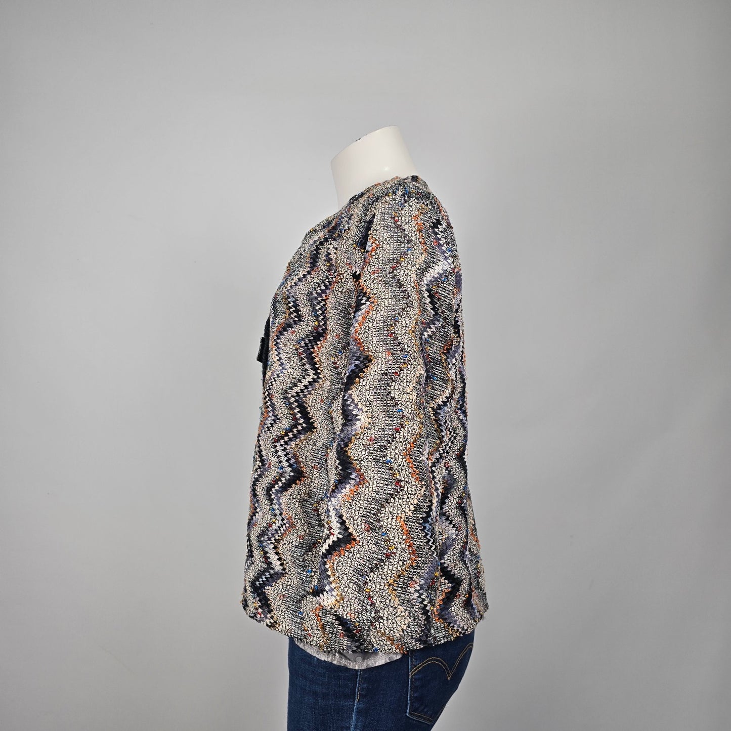 GD25 Grey Metallic Tweed Button Up Jacket Size 20