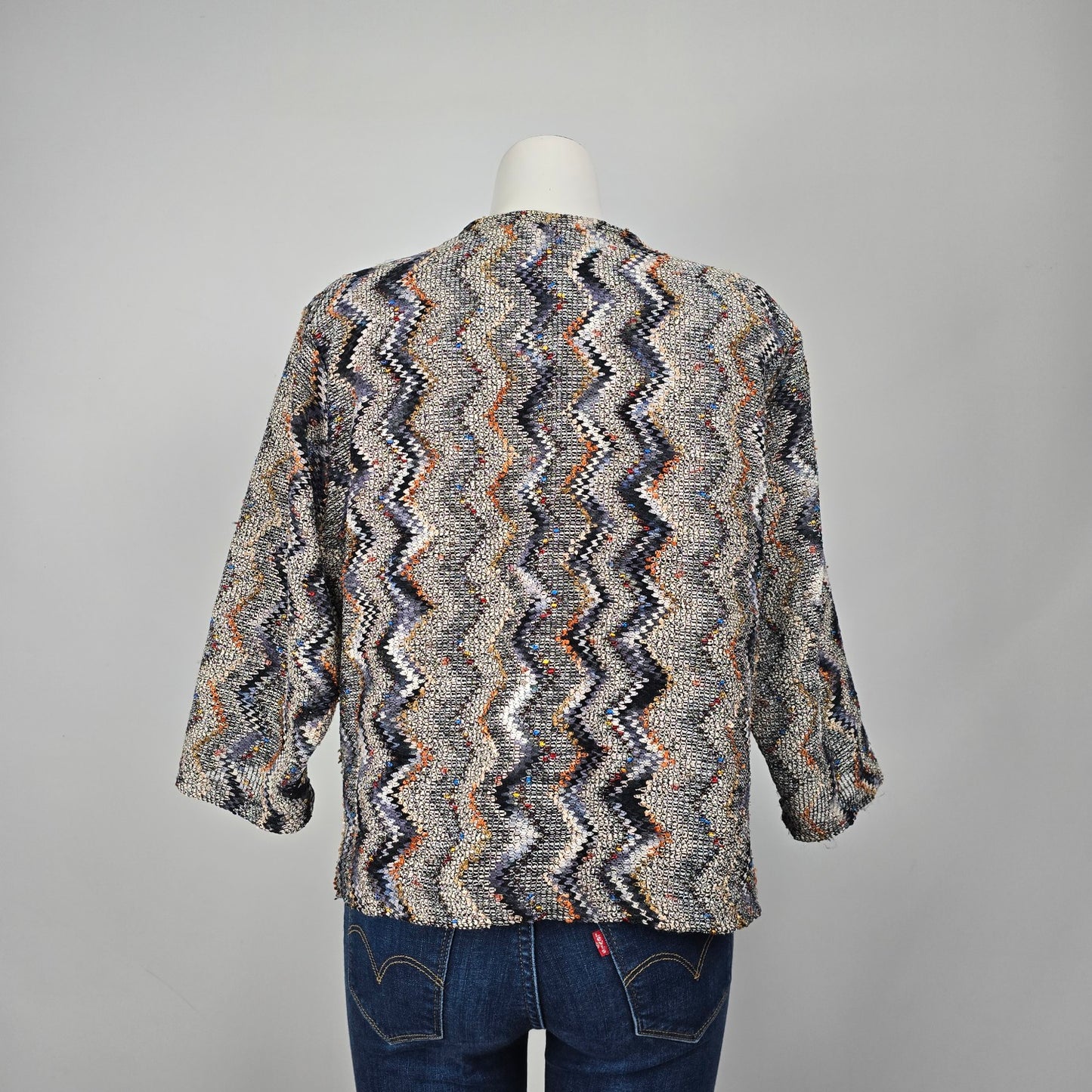 GD25 Grey Metallic Tweed Button Up Jacket Size 20