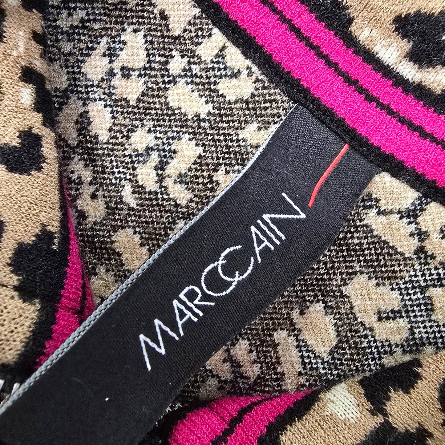Marc Cain Animal Print Pink Stripe Zip Up Knit Jacket Size 6