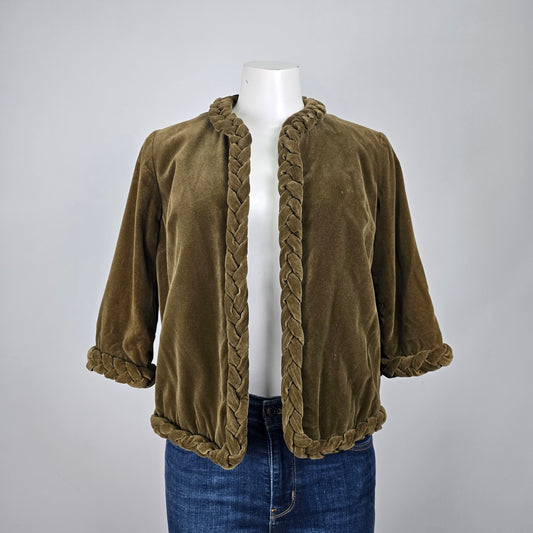 Vintage Bonwit Teller Nan Herzlinger Green Velvet Blazer Size S/M