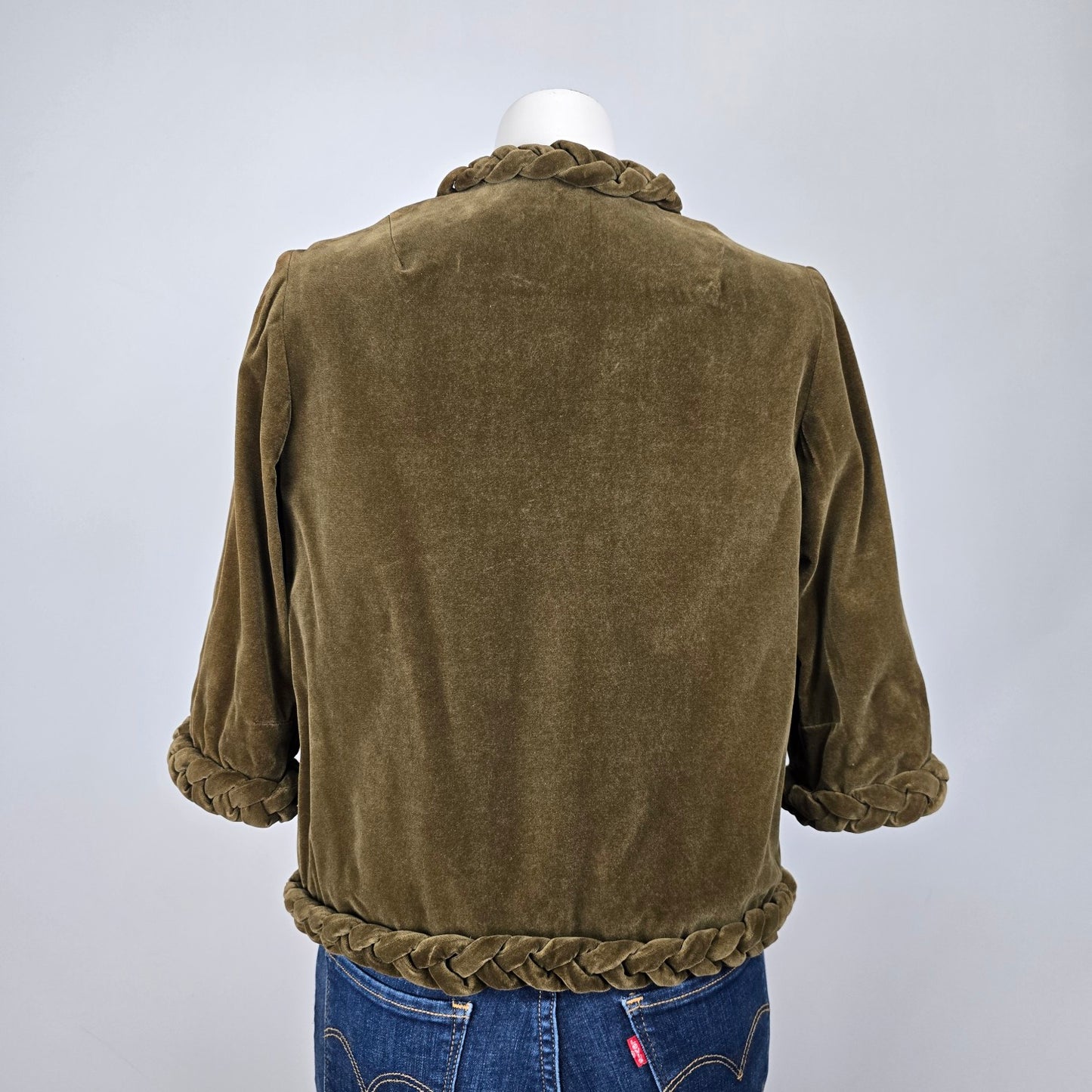 Vintage Bonwit Teller Nan Herzlinger Green Velvet Blazer Size S/M