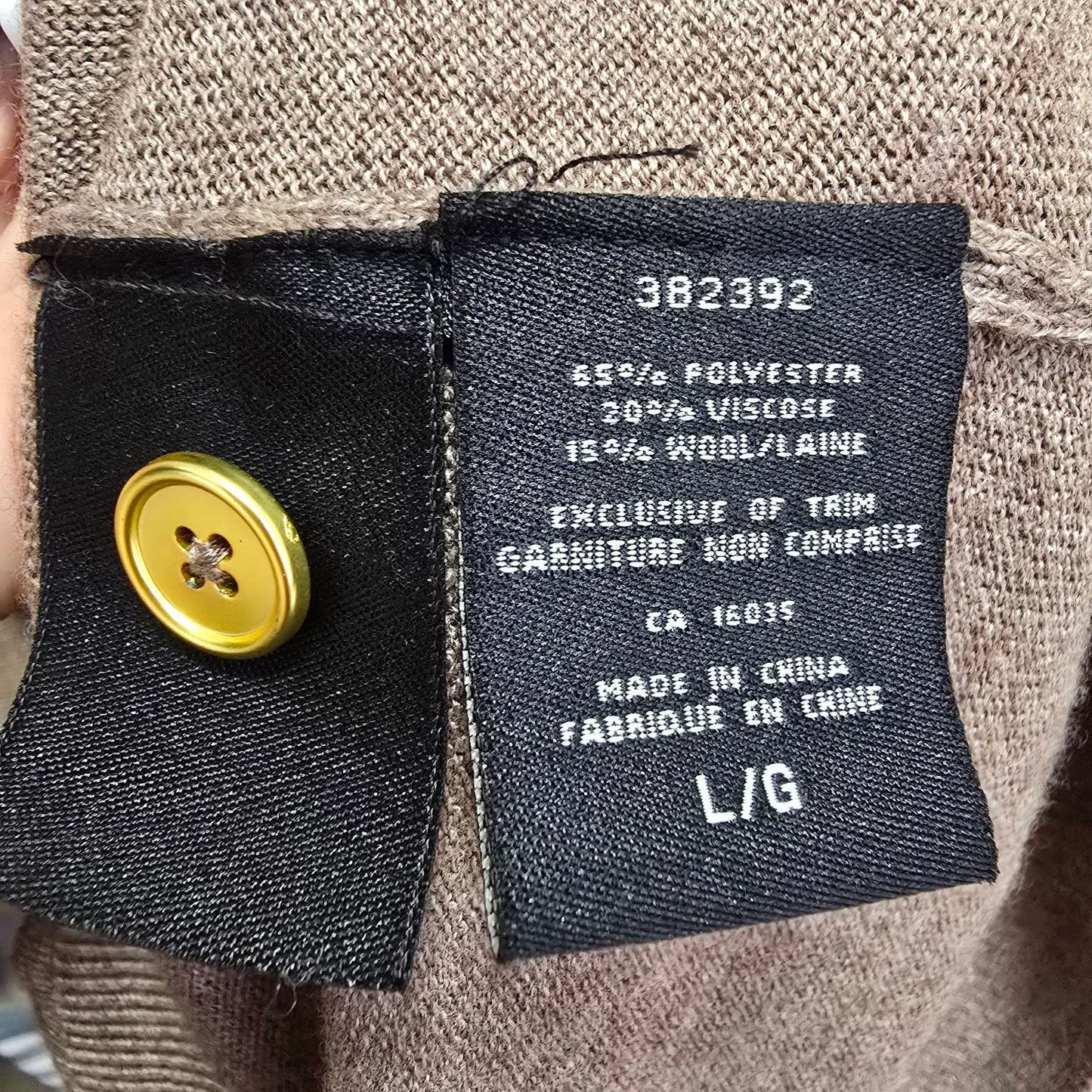 Brown Knit Gold Button Up Cardigan Size L