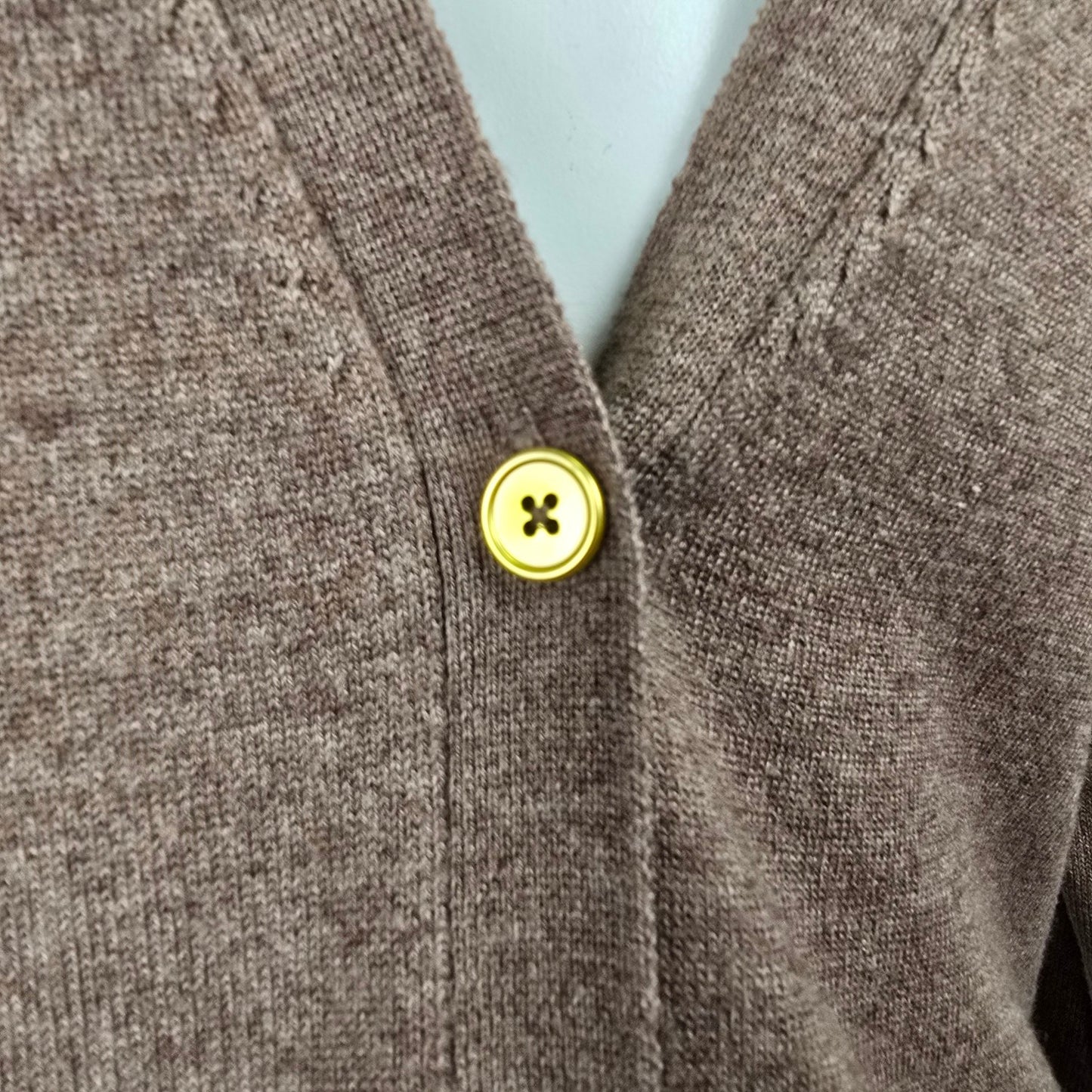 Brown Knit Gold Button Up Cardigan Size L