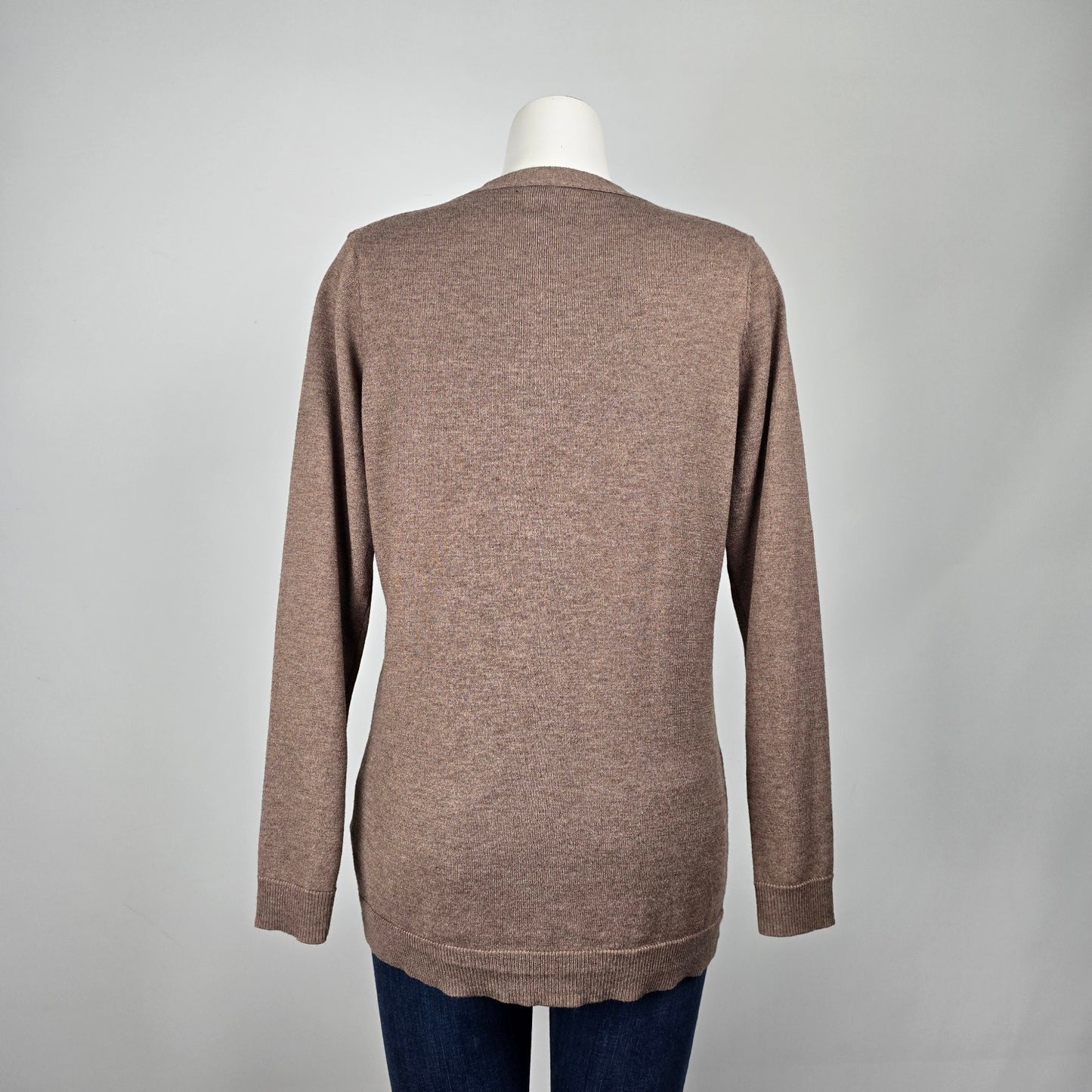 Brown Knit Gold Button Up Cardigan Size L
