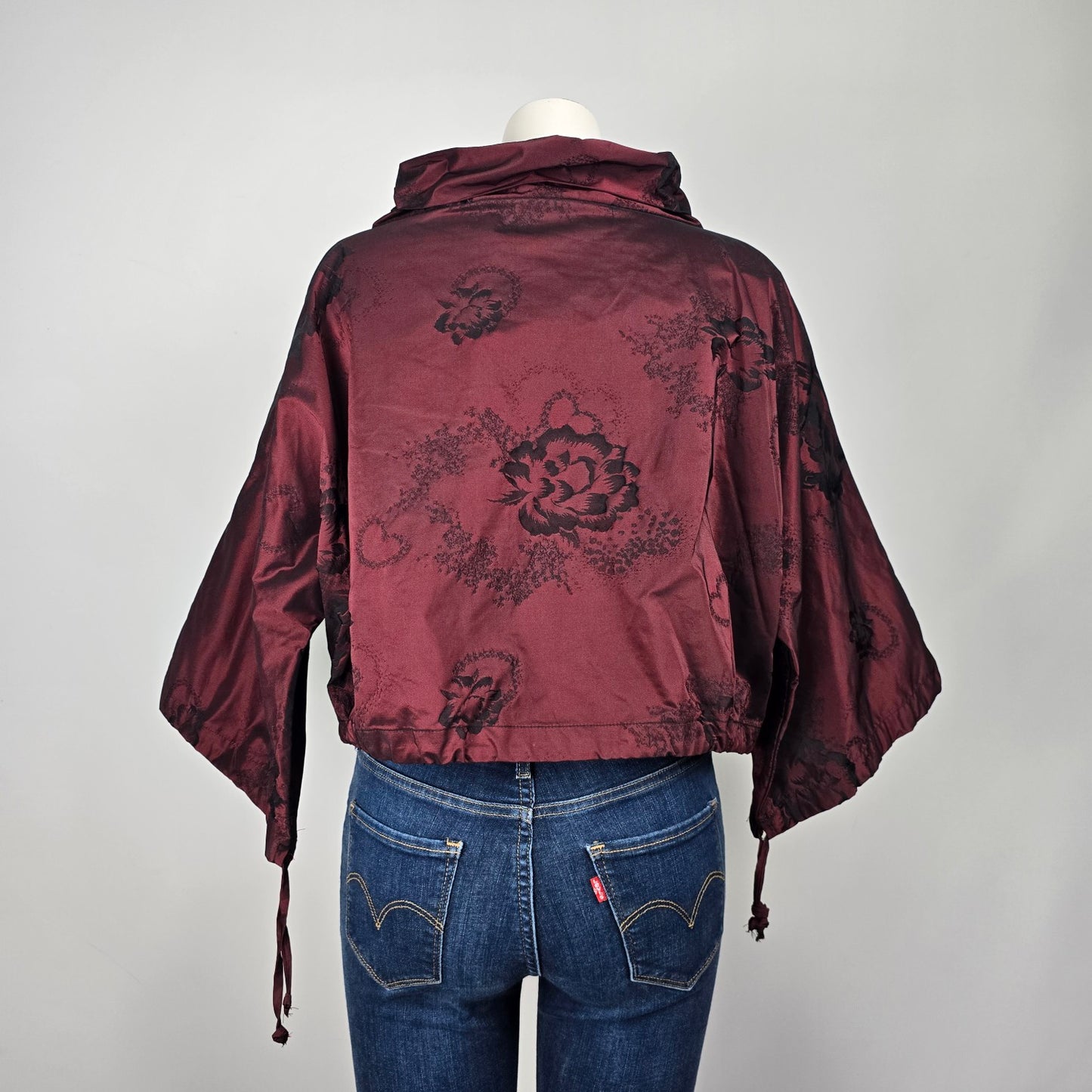 Bryn Walker Burgundy Floral Belle Sleeve Top Size XXS