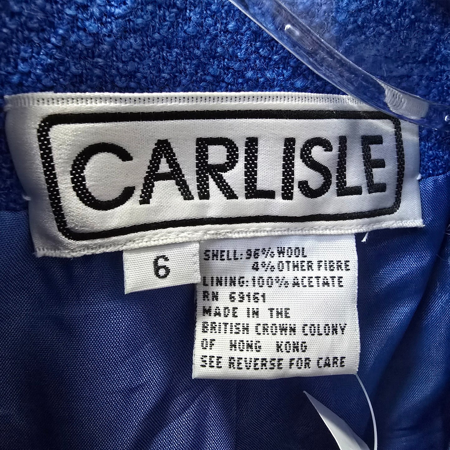 Vintage Carlisle Blue Wool Button Up Blazer Size 6
