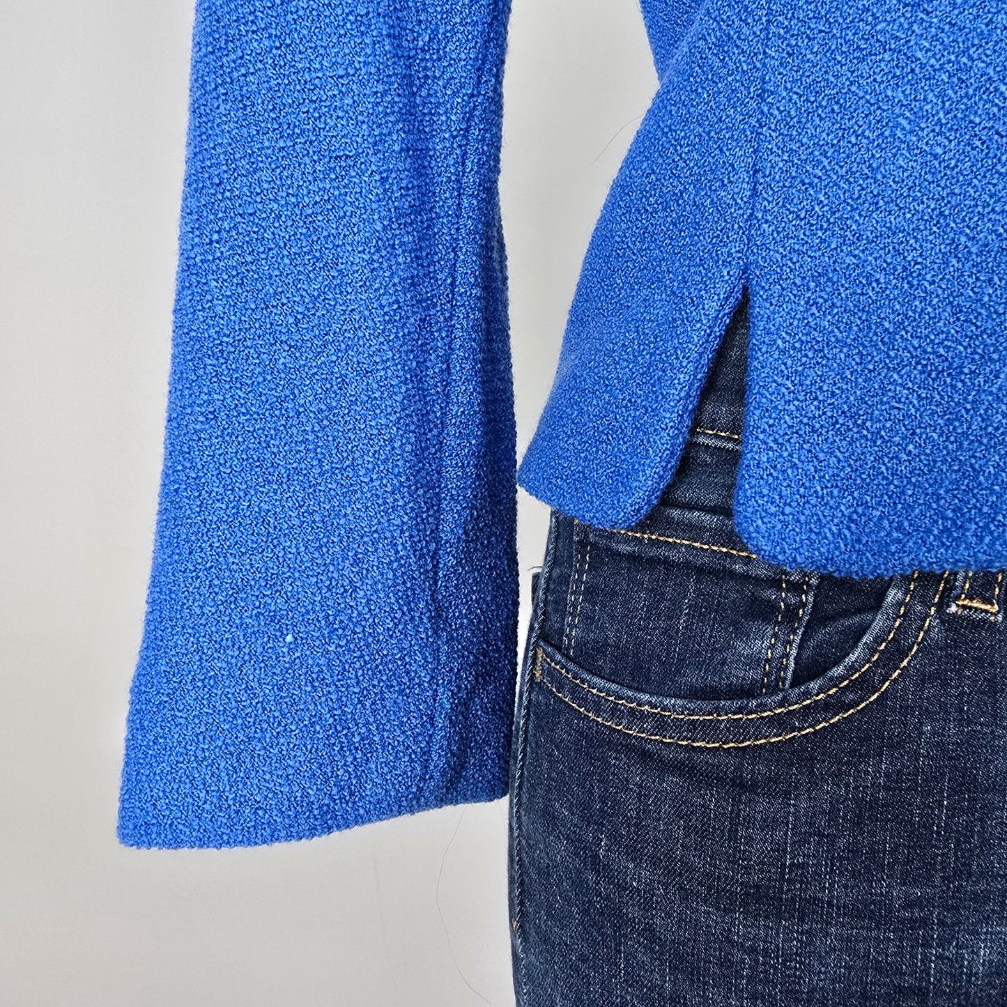 Vintage Carlisle Blue Wool Button Up Blazer Size 6