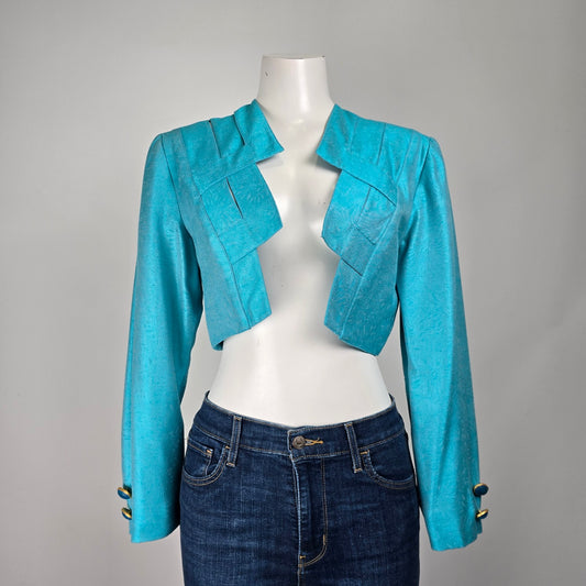 Vintage Zakura Blue Cropped Blazer Size 4