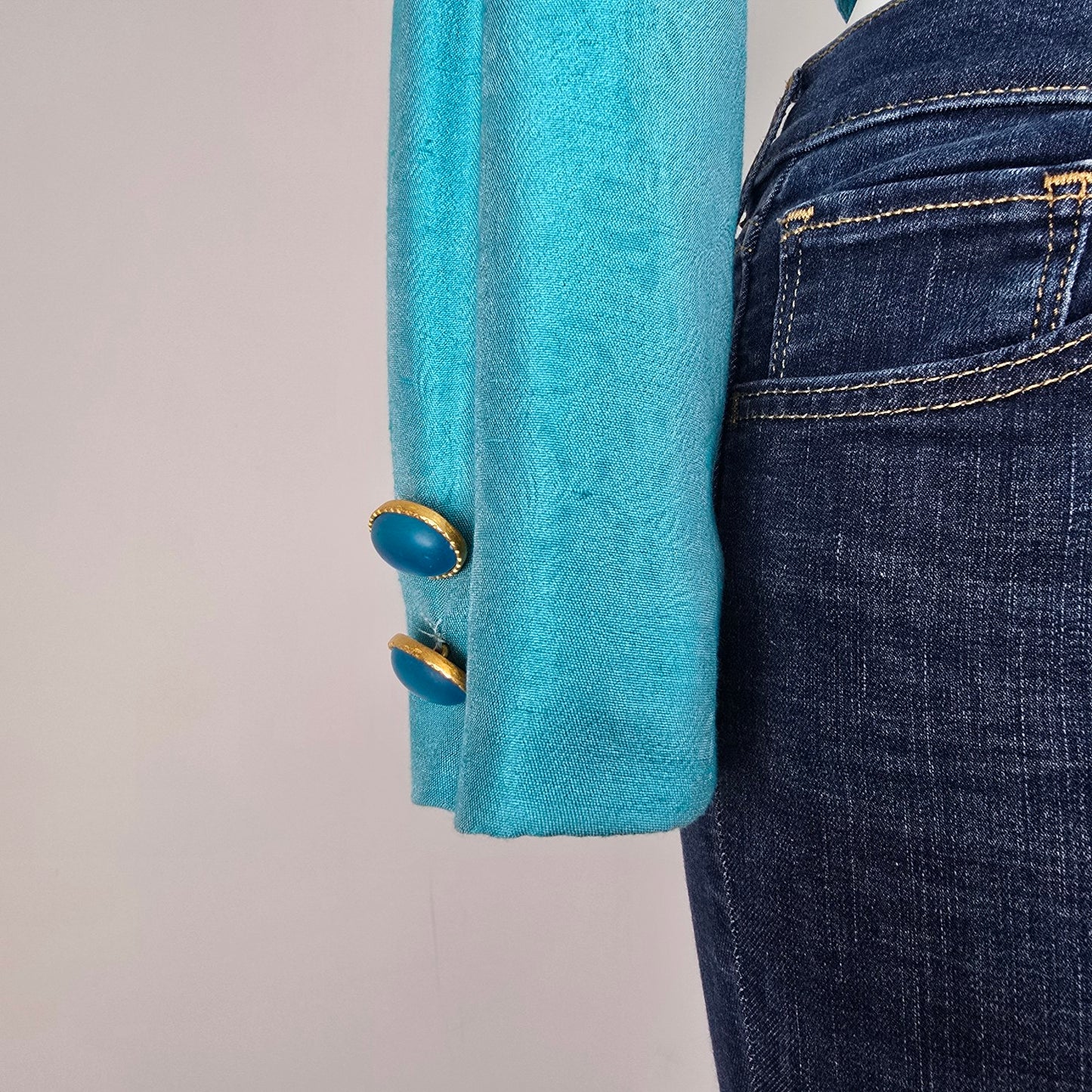 Vintage Zakura Blue Cropped Blazer Size 4