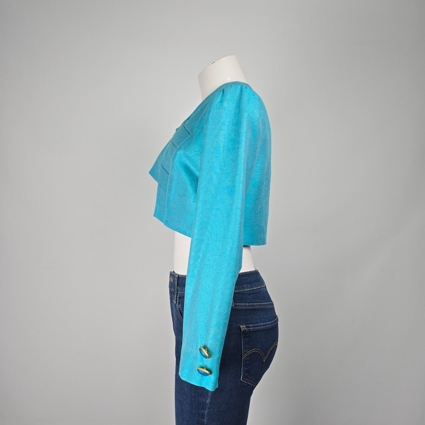 Vintage Zakura Blue Cropped Blazer Size 4