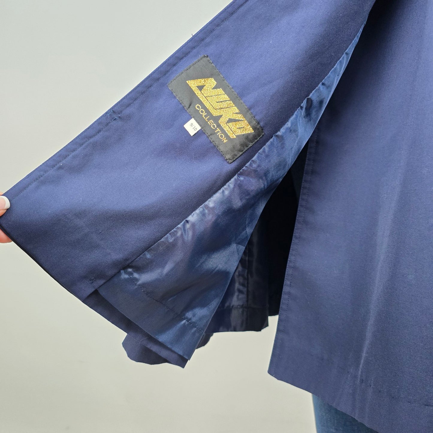 Vintage Nuko Navy Blue Belted Trench Coat Size 9/10