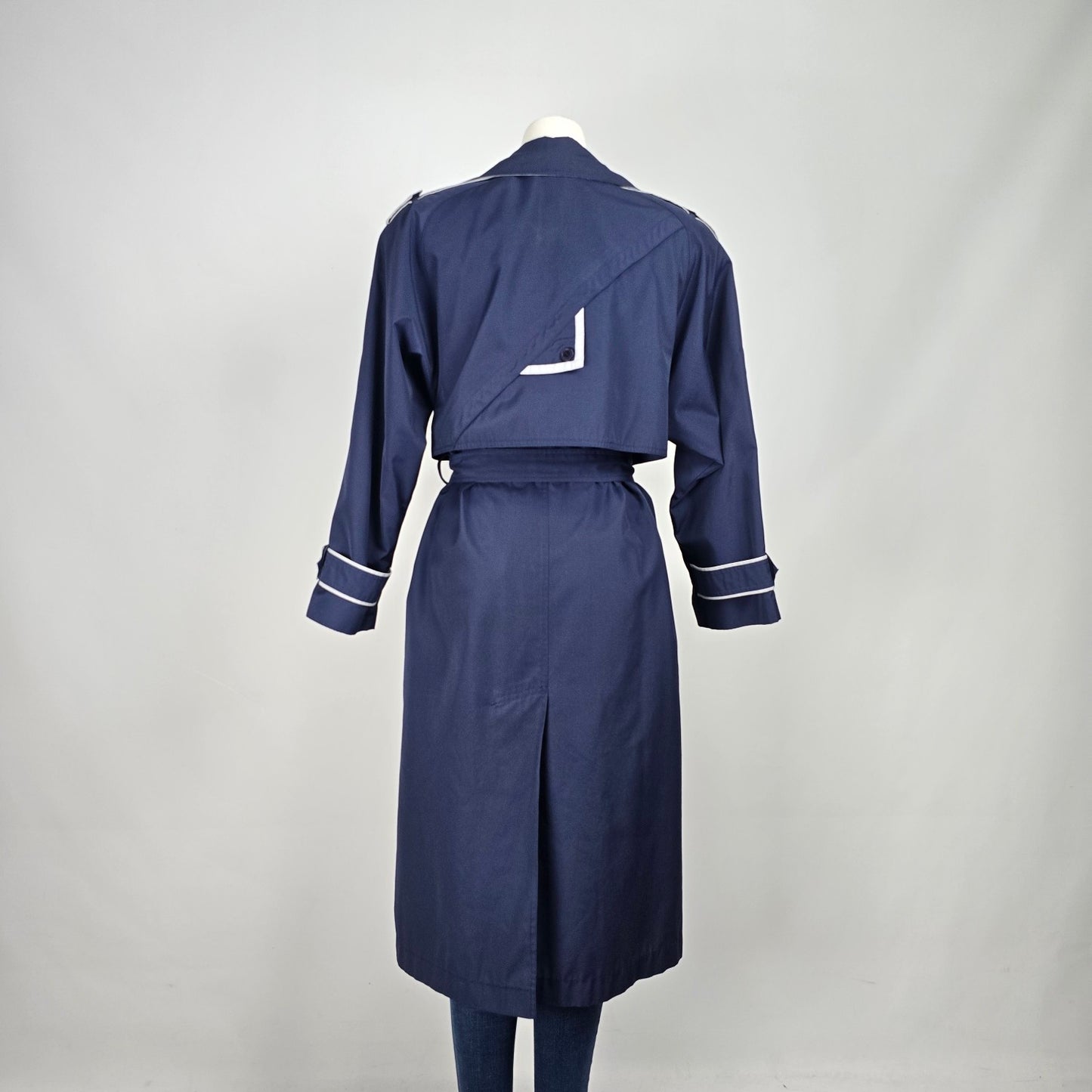 Vintage Nuko Navy Blue Belted Trench Coat Size 9/10