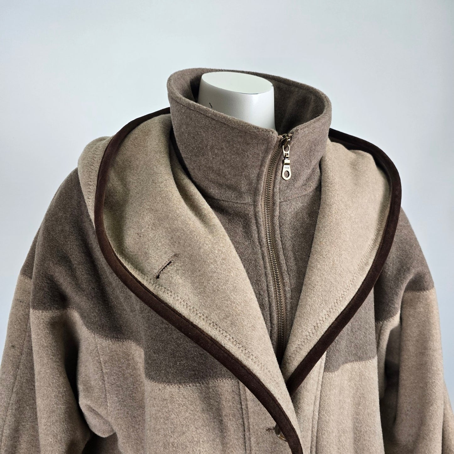 Vintage Sequence Brown Two Tone Wool Winter Jacket Size L